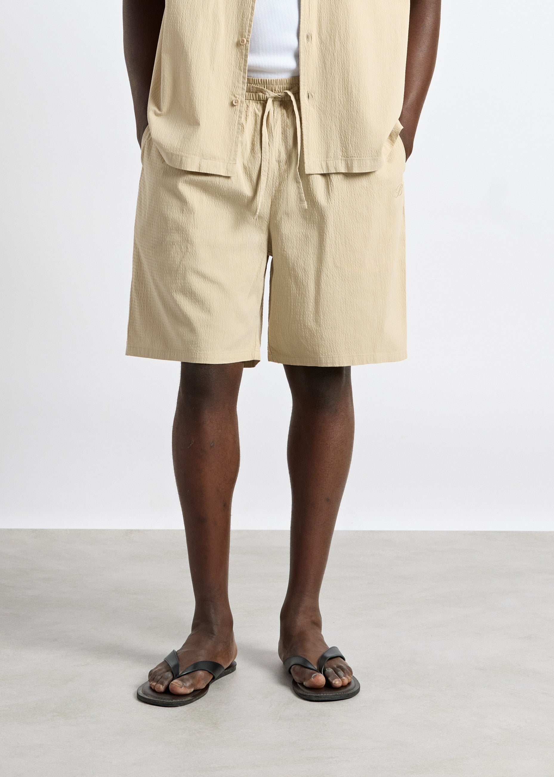 Solid Seersucker Shorts
