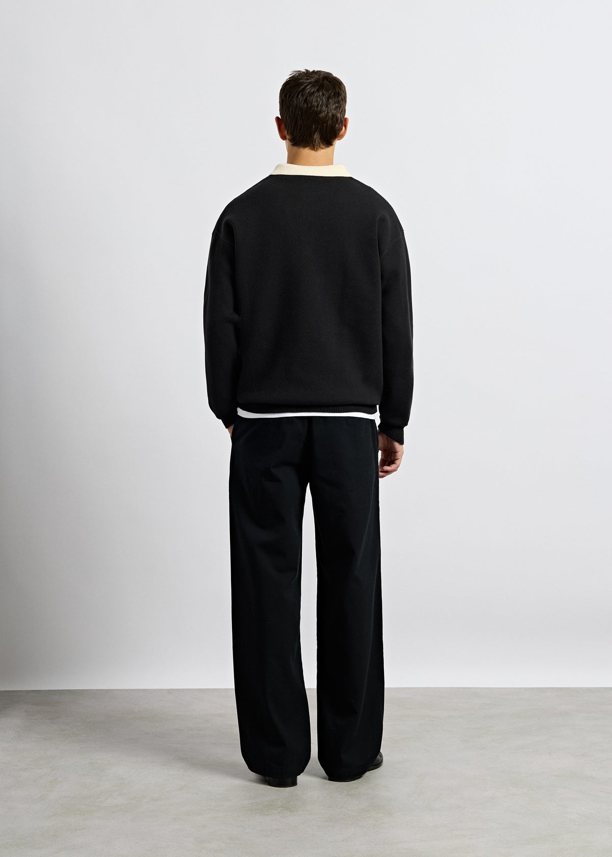 Knit Contrast Polo Sweater