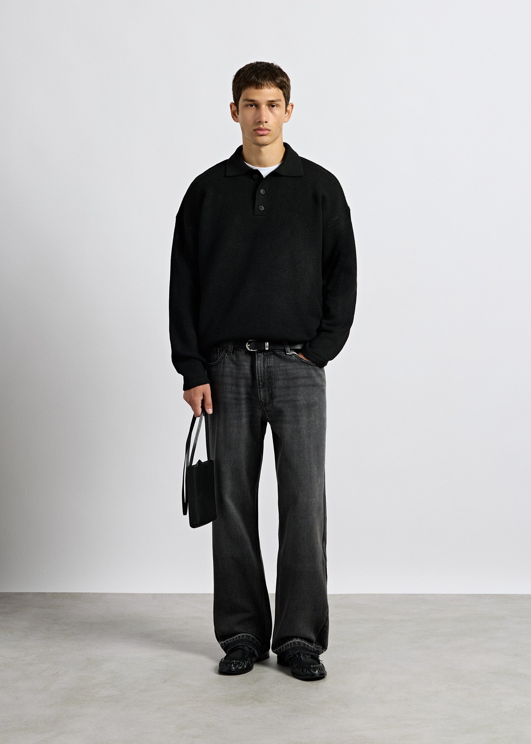 Hairy Knit Polo Sweater