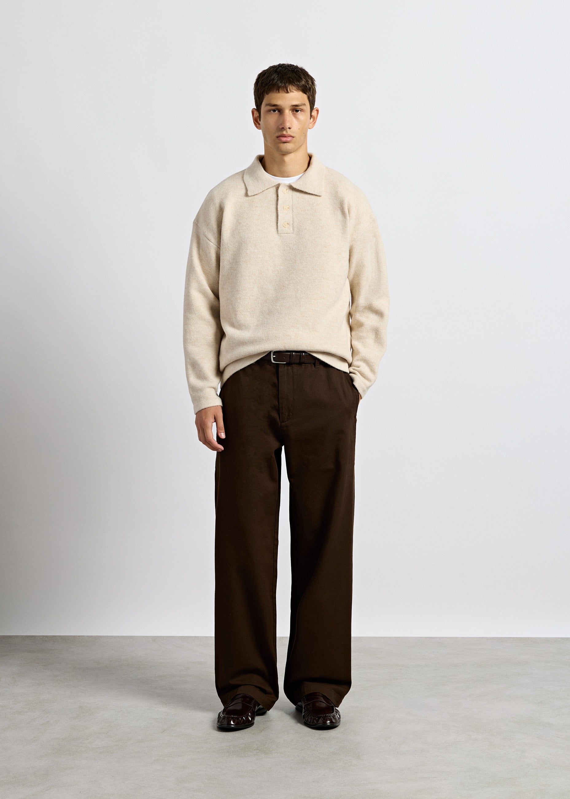 Hairy Knit Polo Sweater