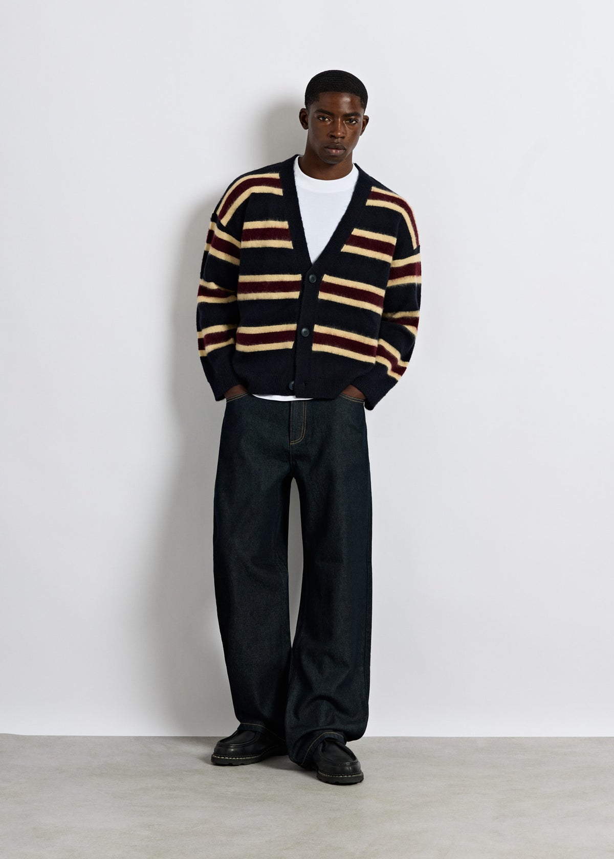 Fuzzy V-Neck Knit Cardigan