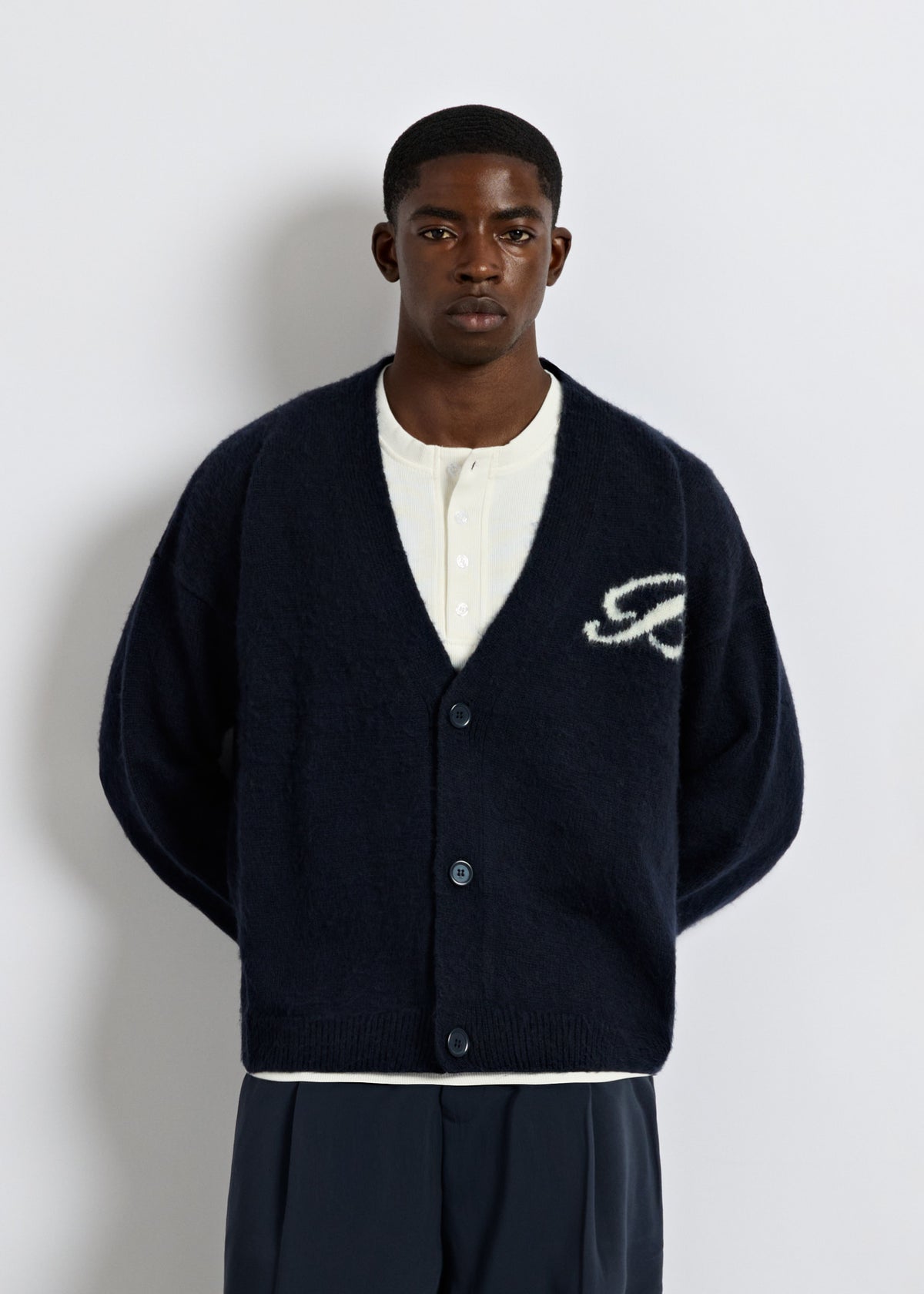 V-Neck Jacquard Cardigan