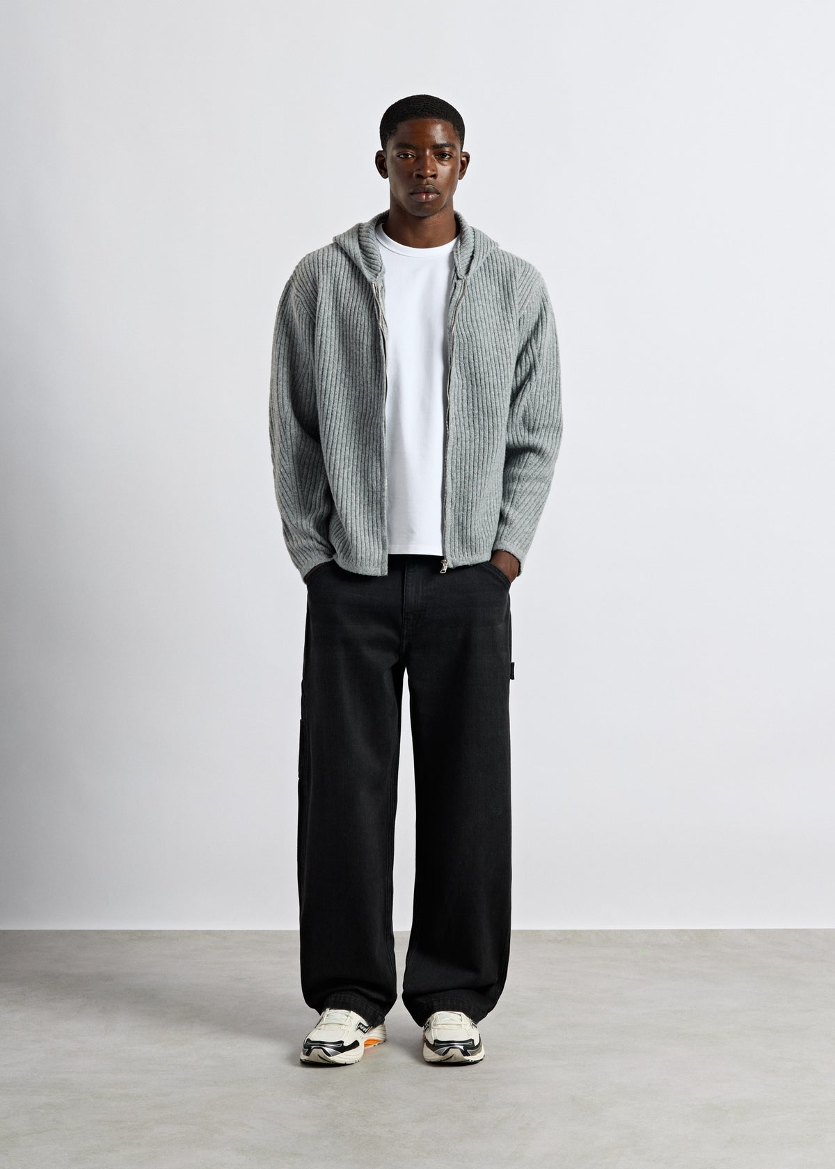 Hooded Knit Zip Jacket