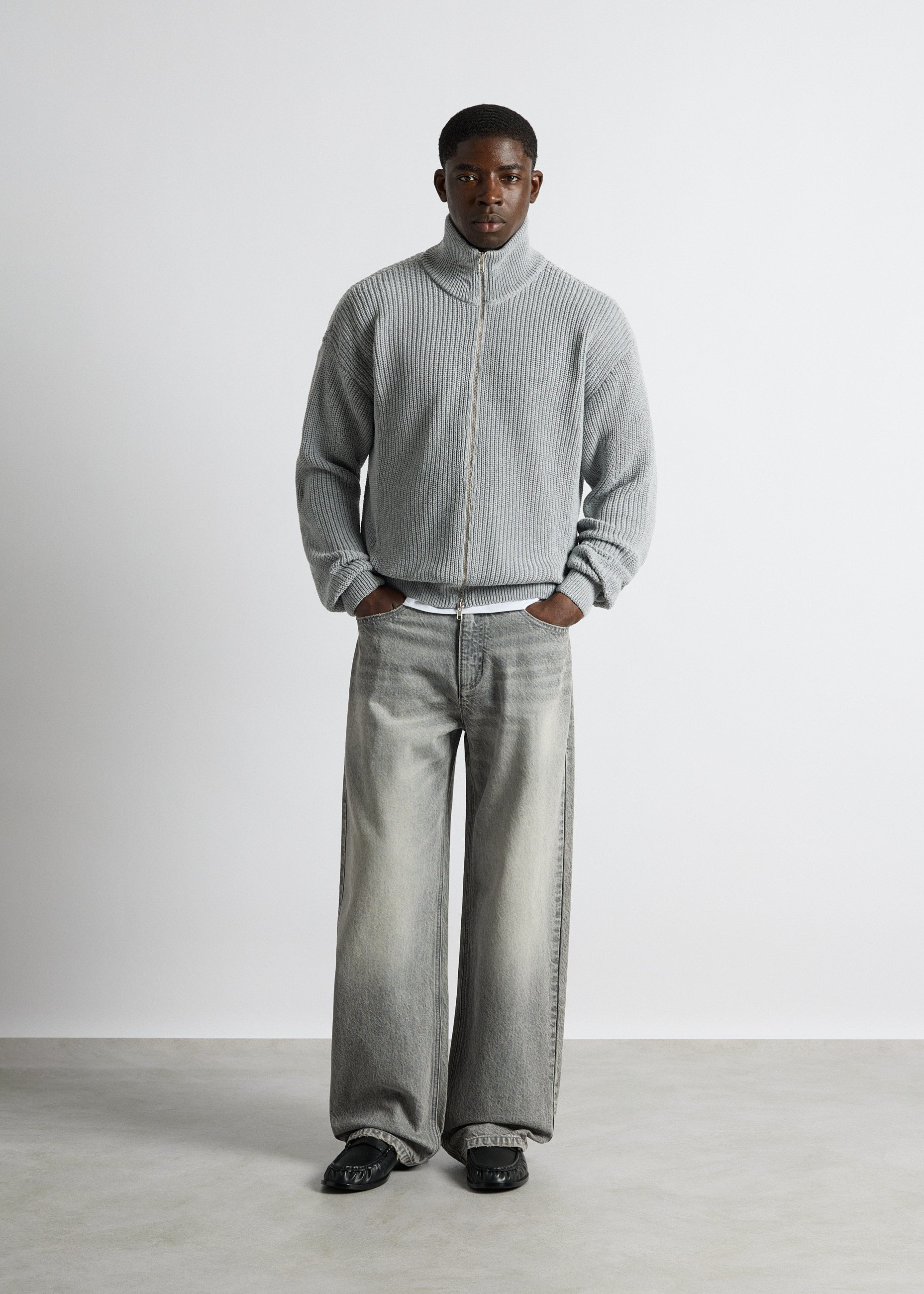 Chunky Knit Zip Jacket