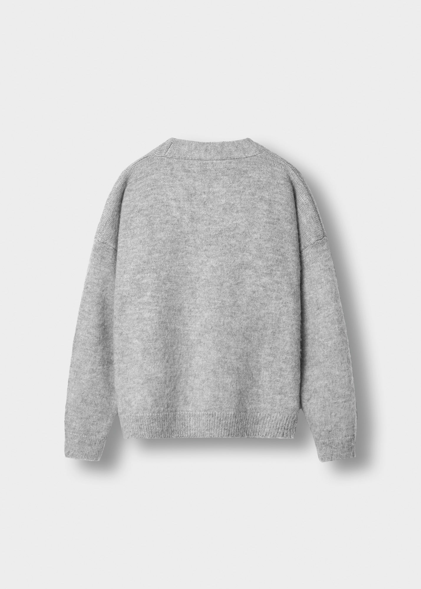 Fuzzy V-Neck Jacquard Cardigan