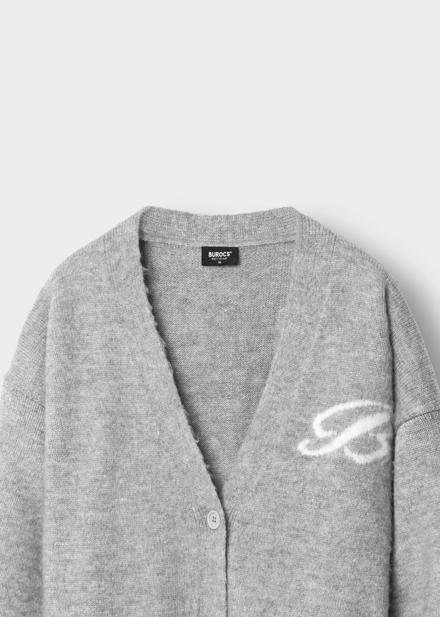 Fuzzy V-Neck Jacquard Cardigan