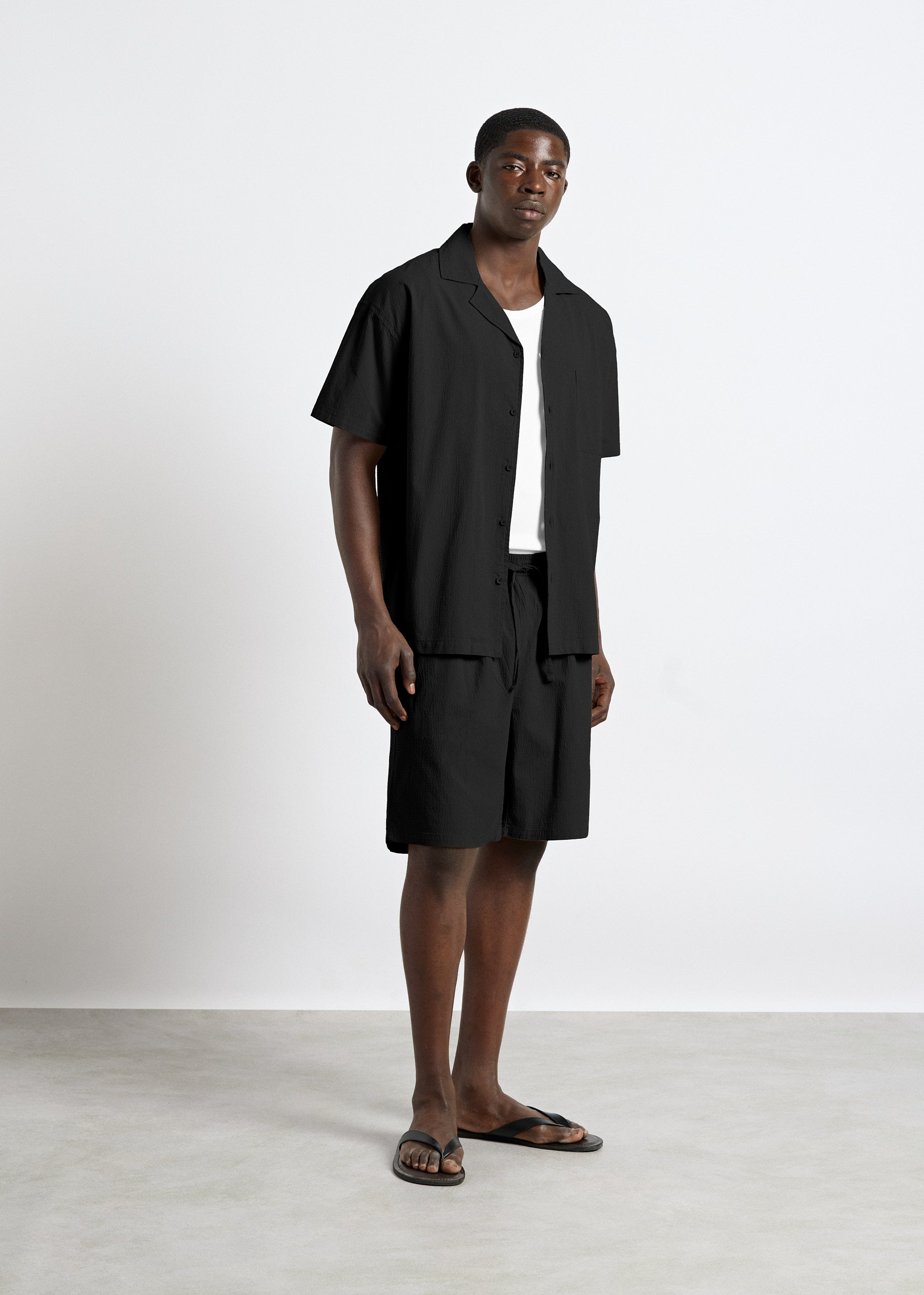 Solid Seersucker Shorts