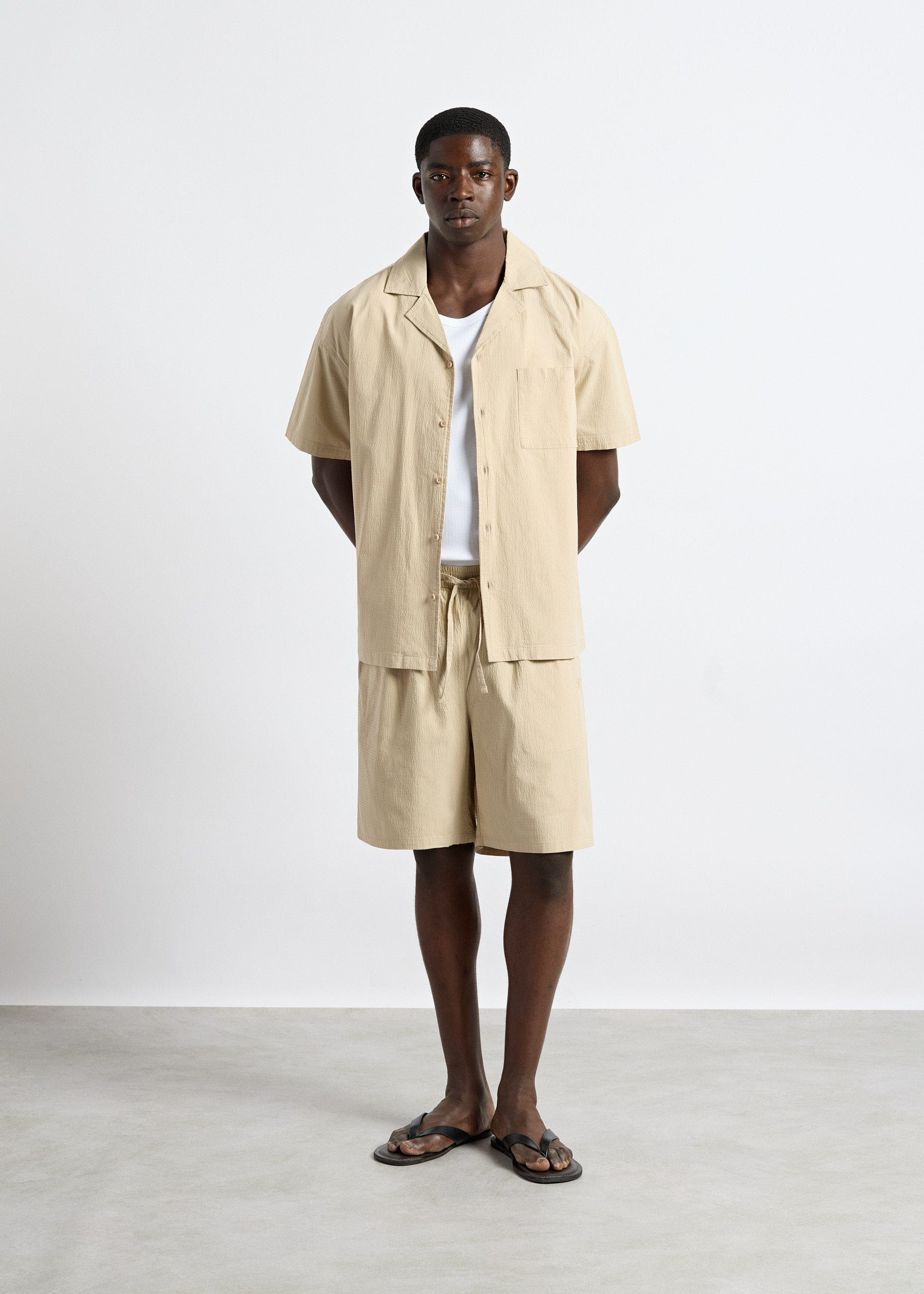 Solid Seersucker Shorts
