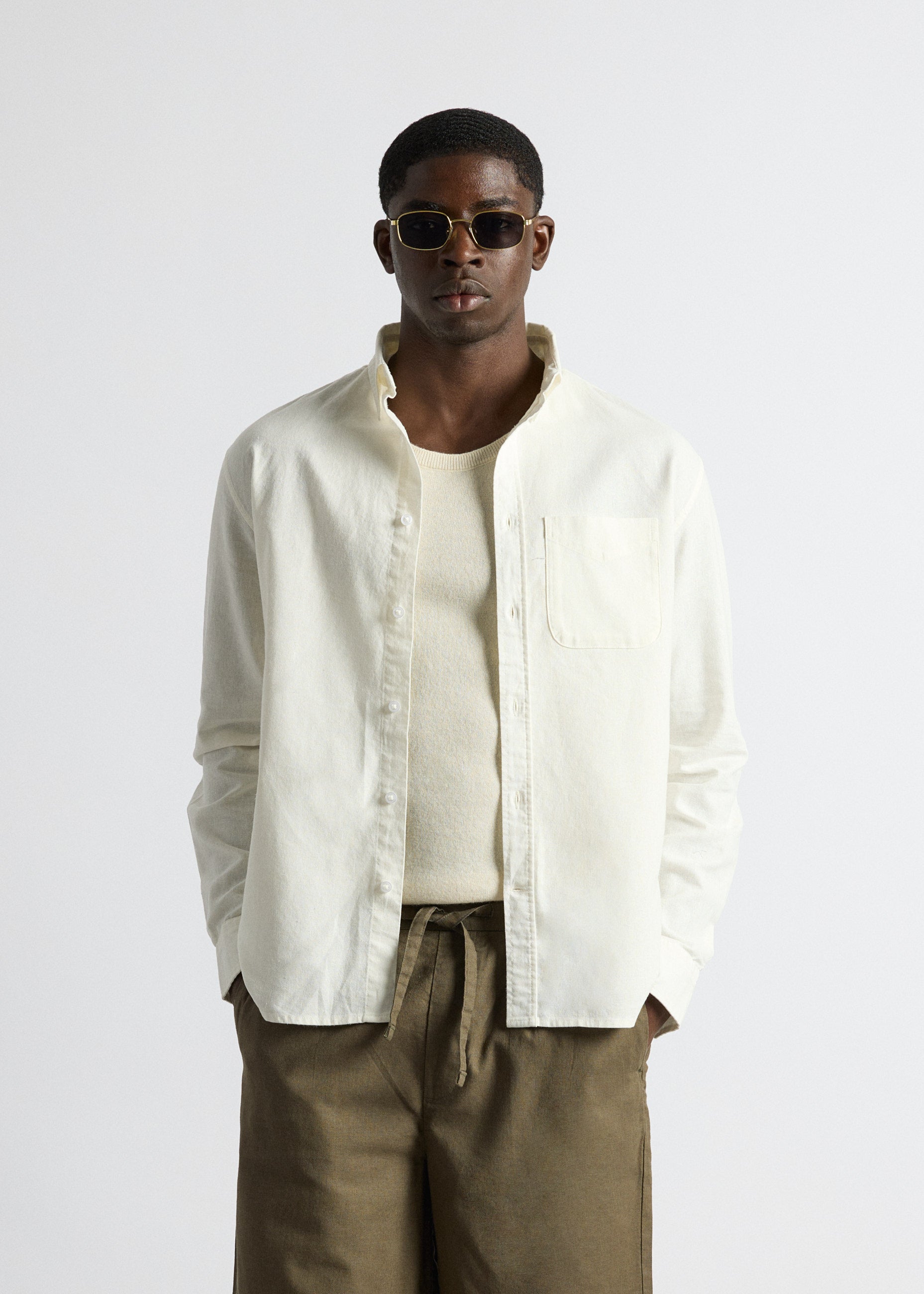 Linen Blend Long Sleeve Shirt
