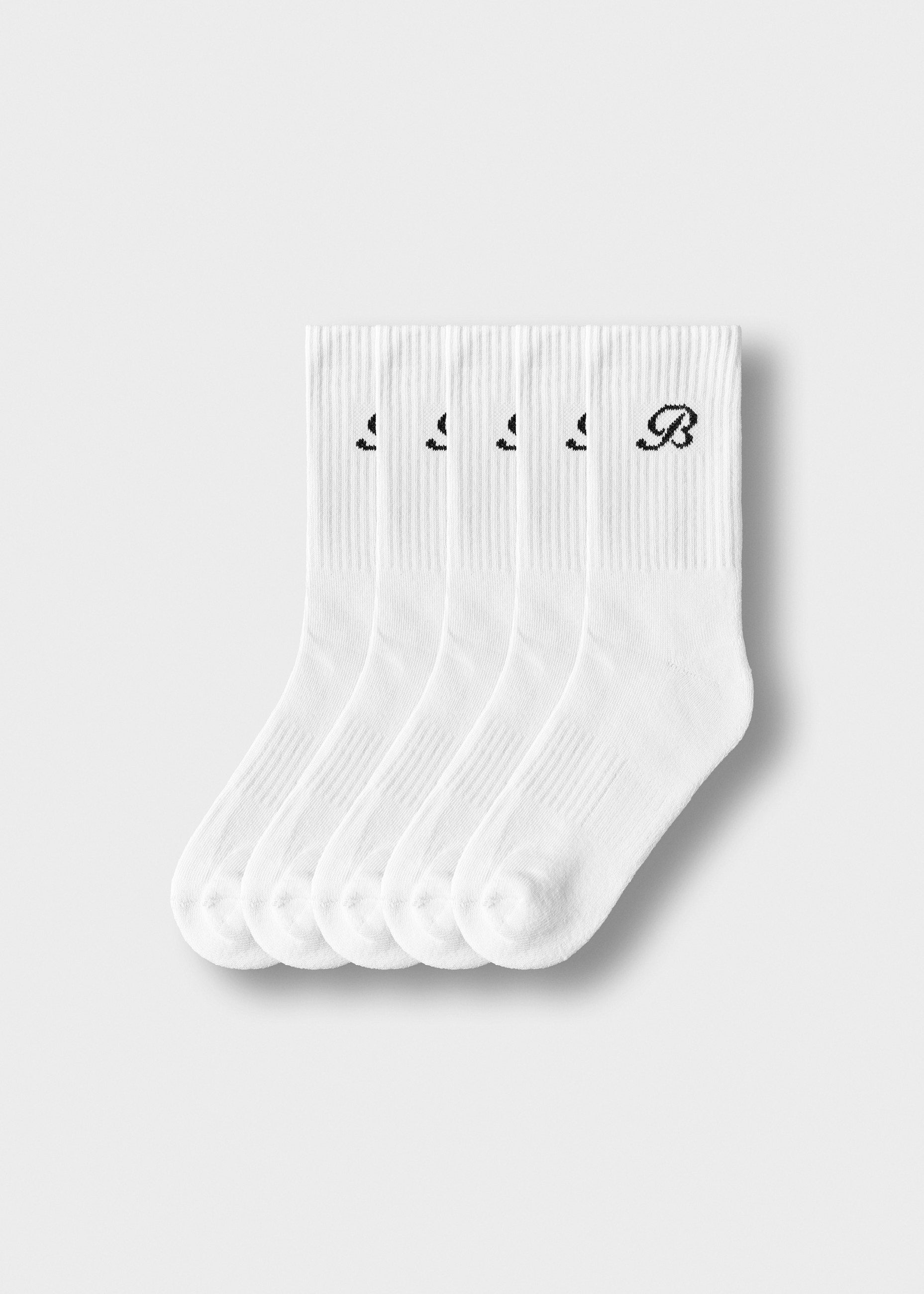 B Logo Crew Socks 5 Pack