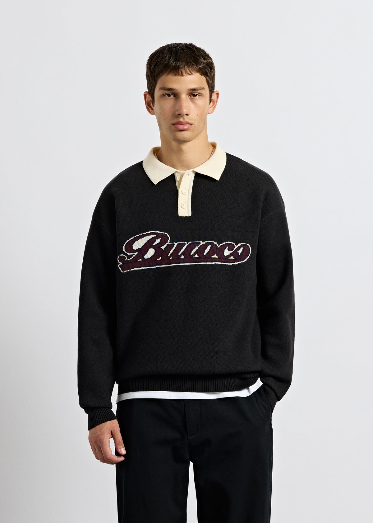 Knit Contrast Polo Sweater