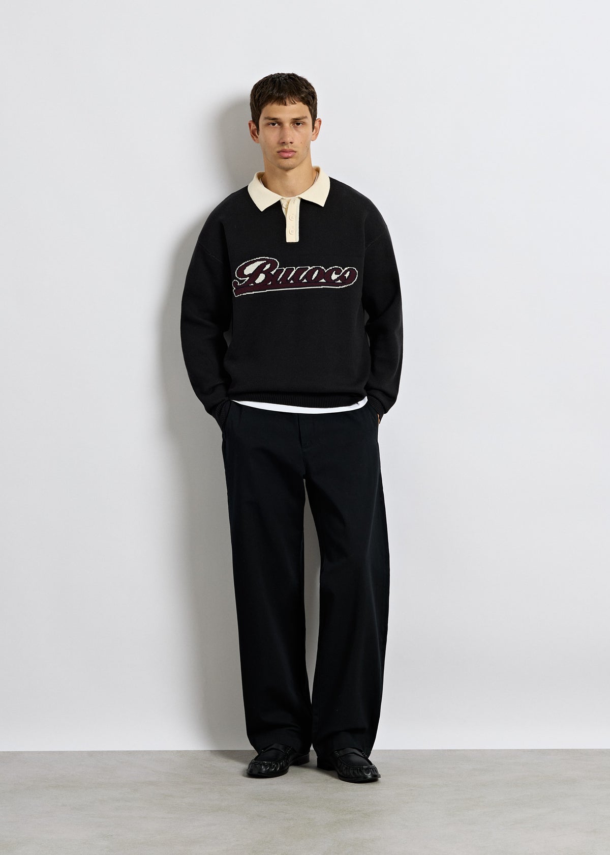 Knit Contrast Polo Sweater