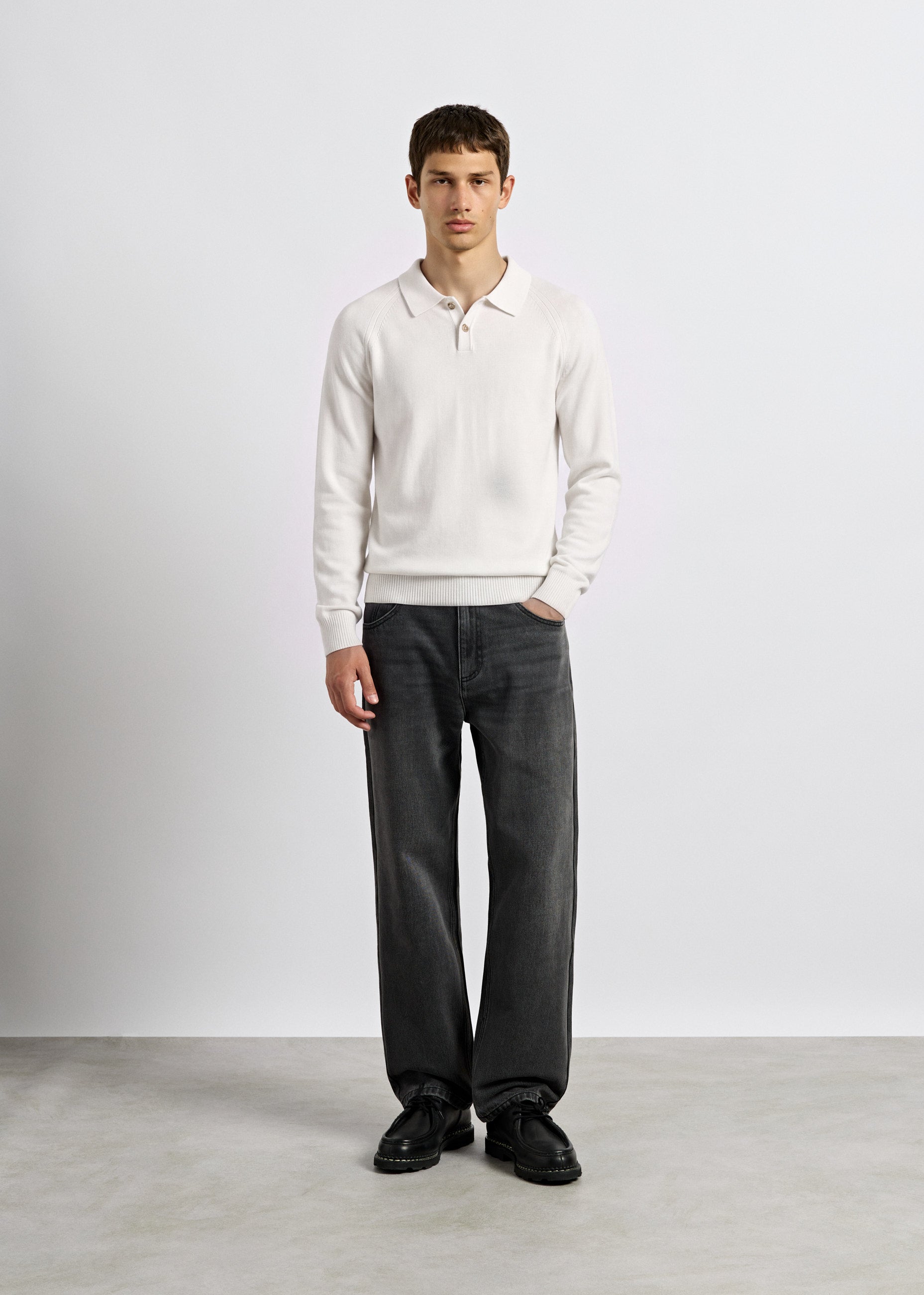 Fine Knit Polo Sweater