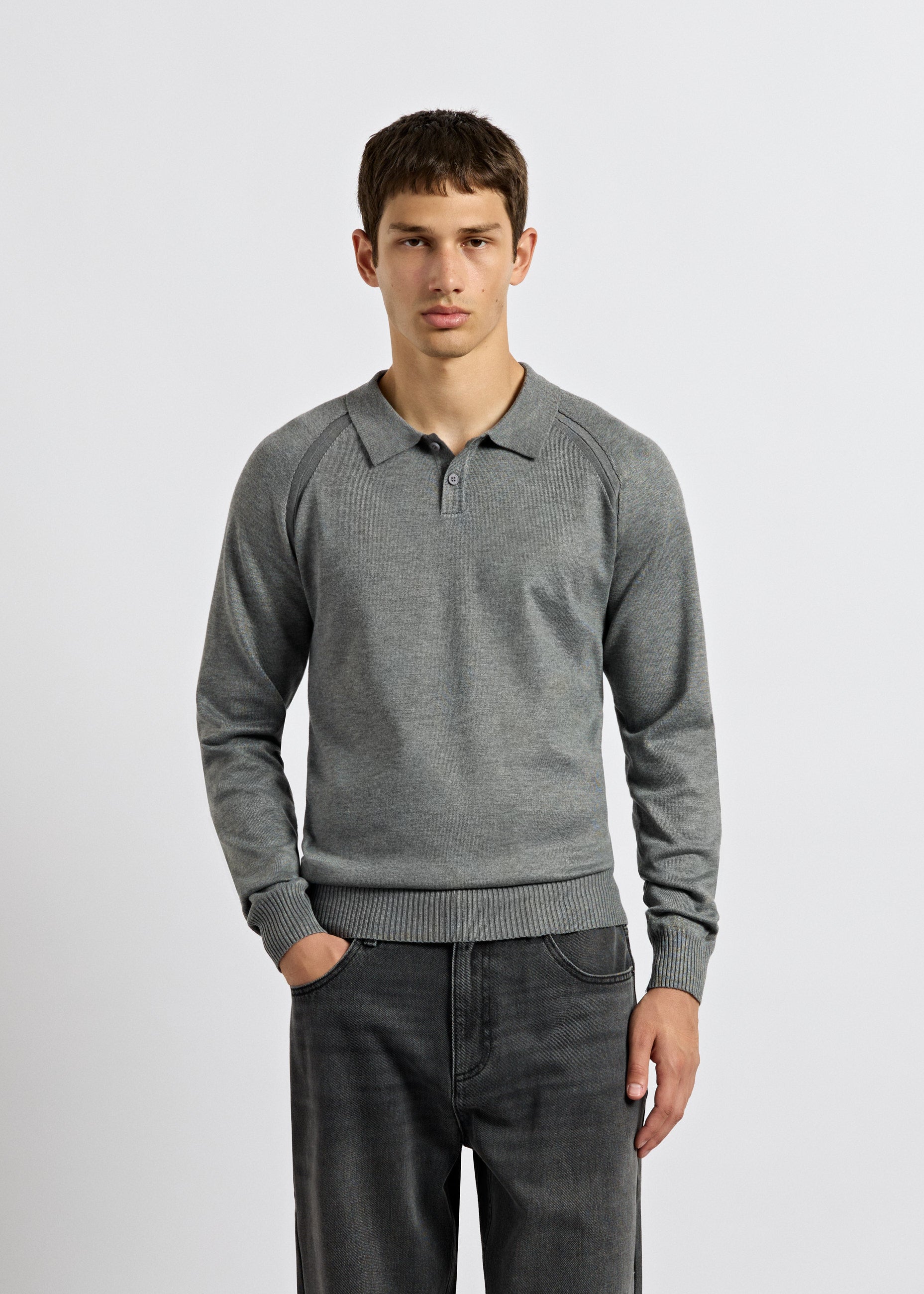 Fine Knit Polo Sweater