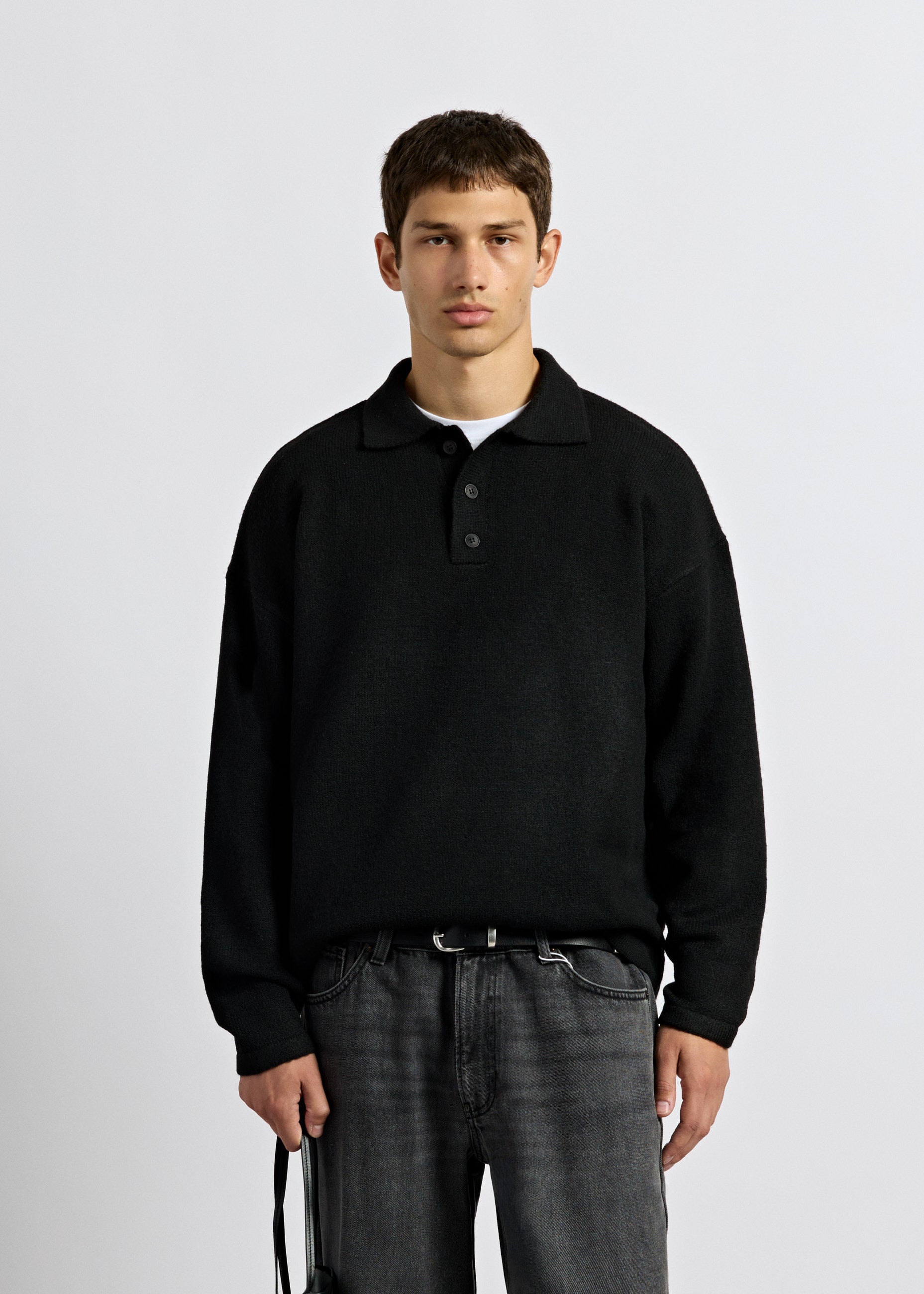 Hairy Knit Polo Sweater