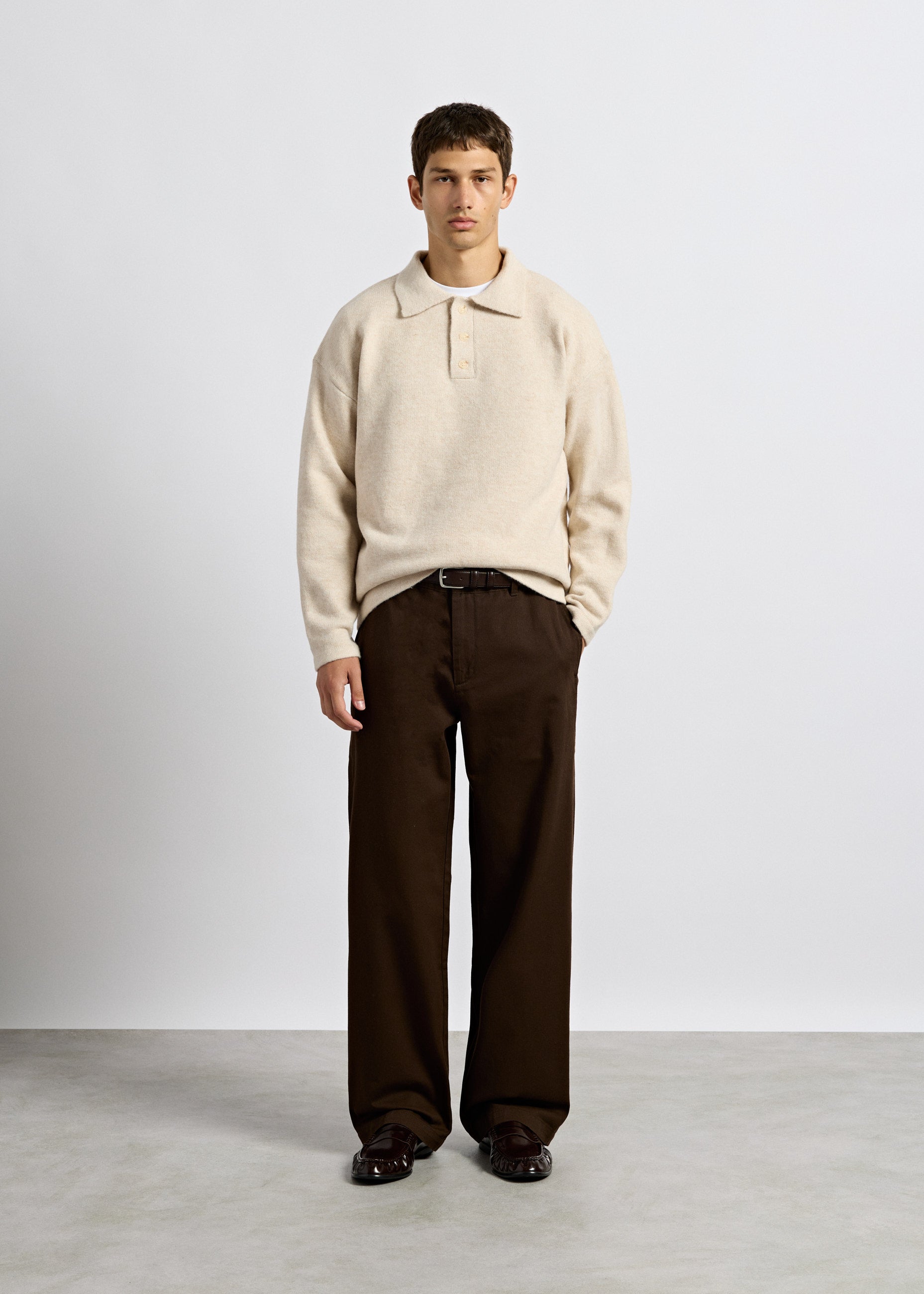 Hairy Knit Polo Sweater