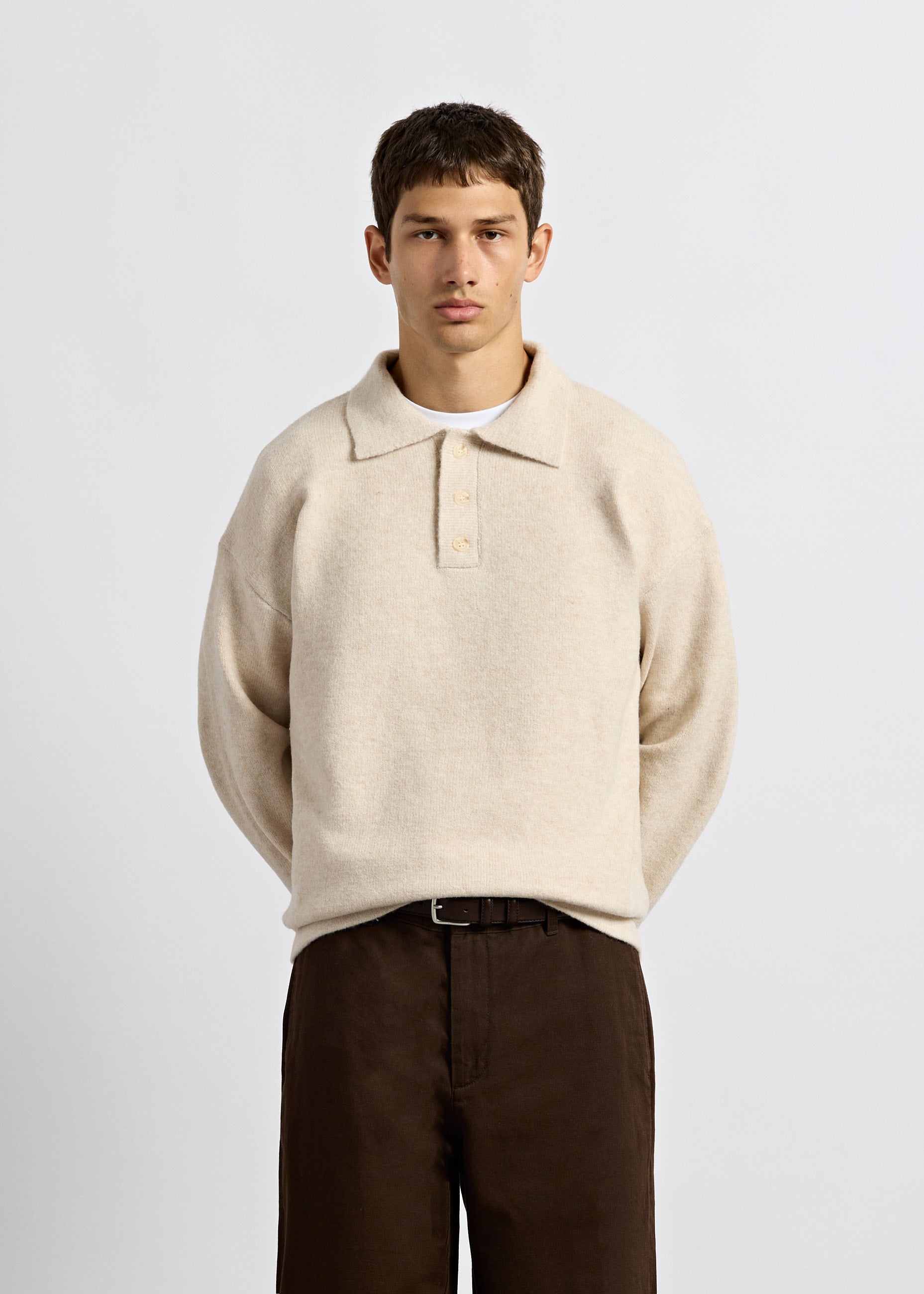 Hairy Knit Polo Sweater