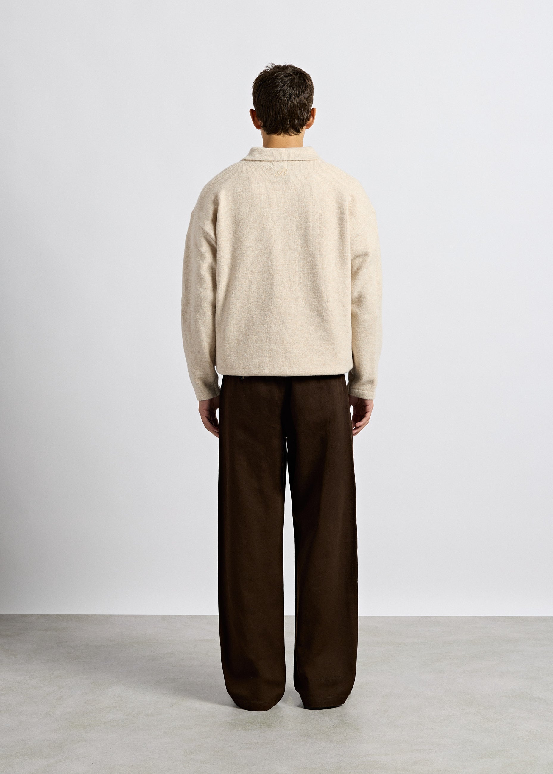 Hairy Knit Polo Sweater