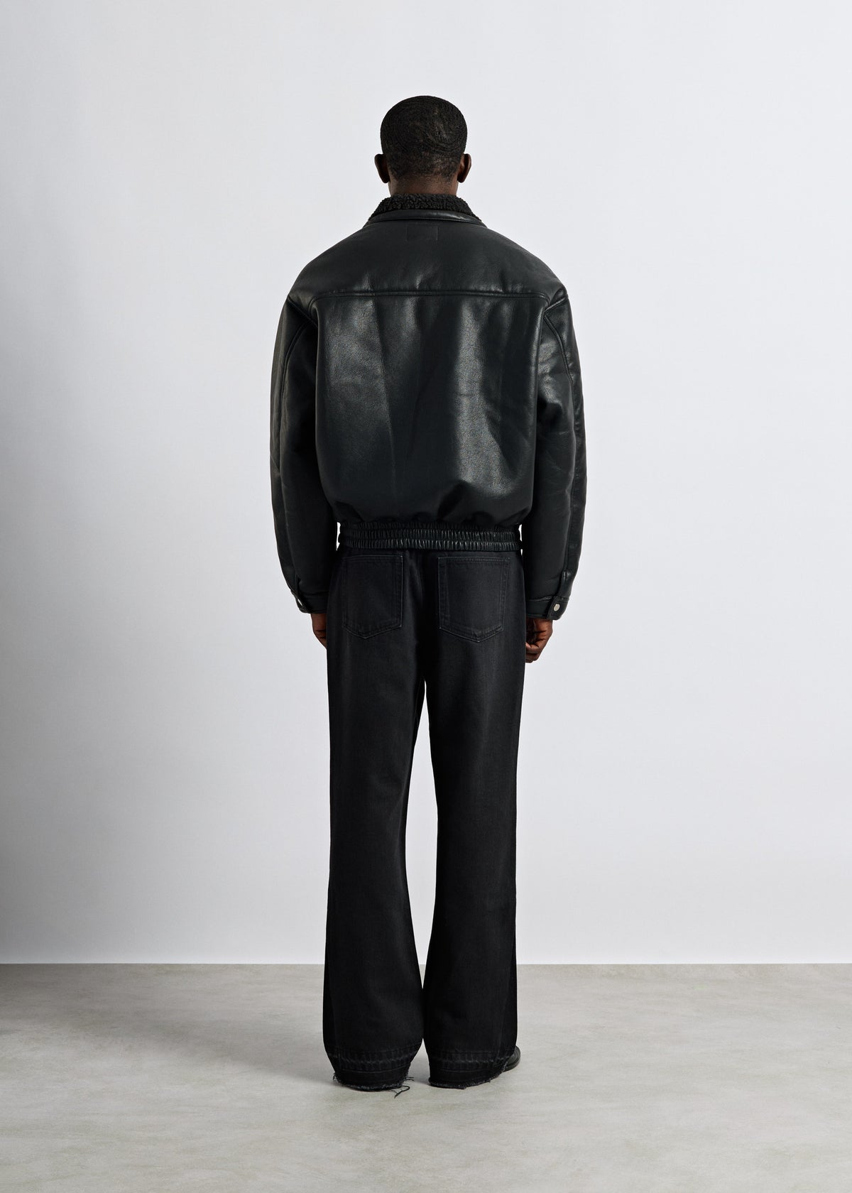 Faux Leather Jacket with Sherpa Collar