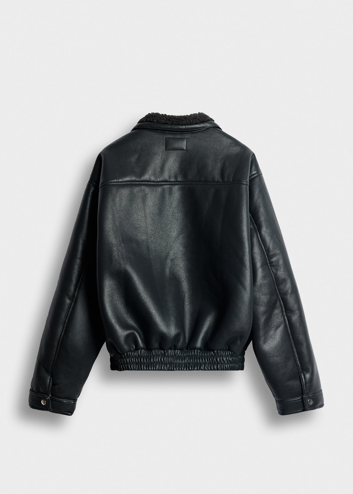 Faux Leather Jacket with Sherpa Collar