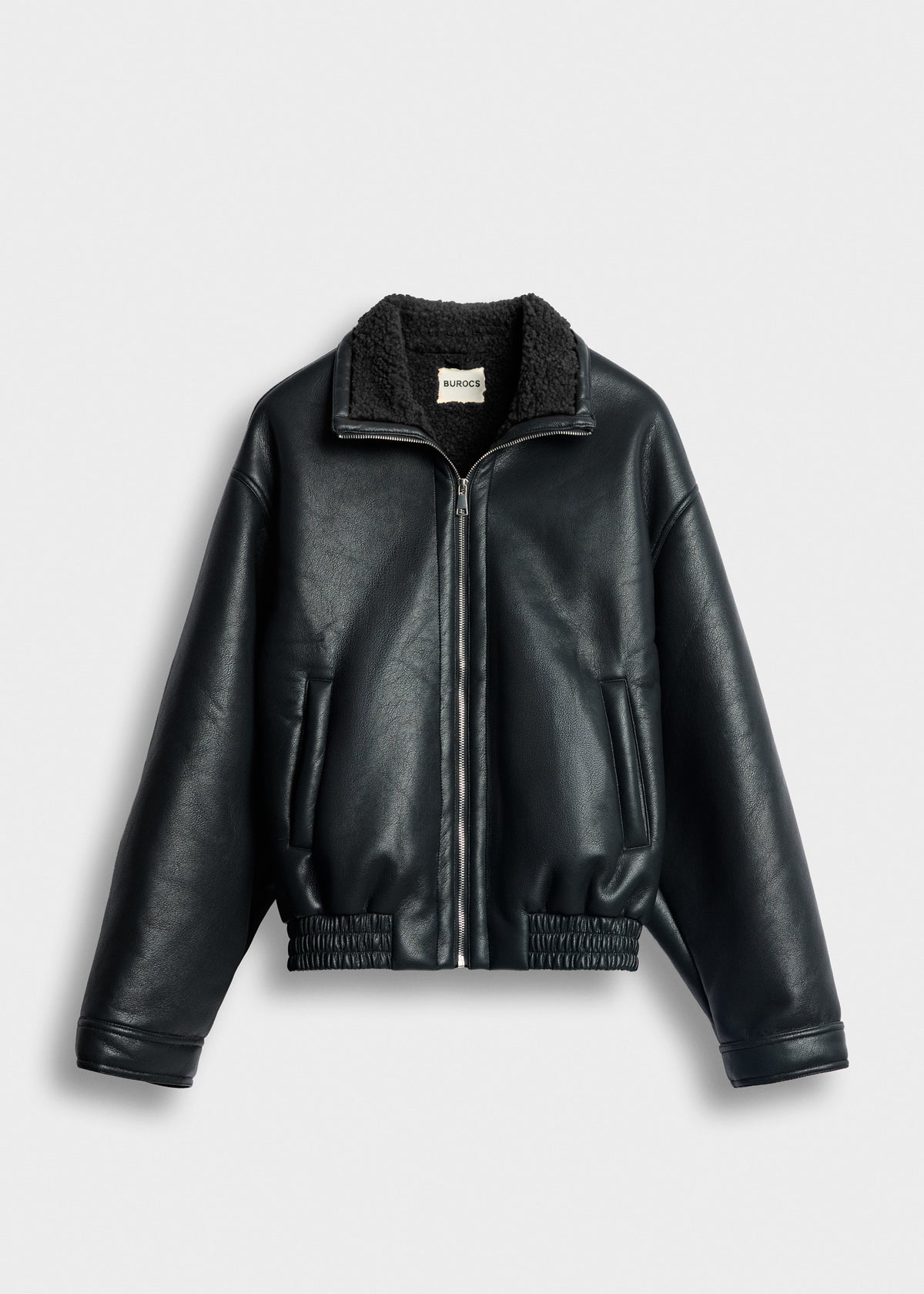 Faux Leather Jacket with Sherpa Collar