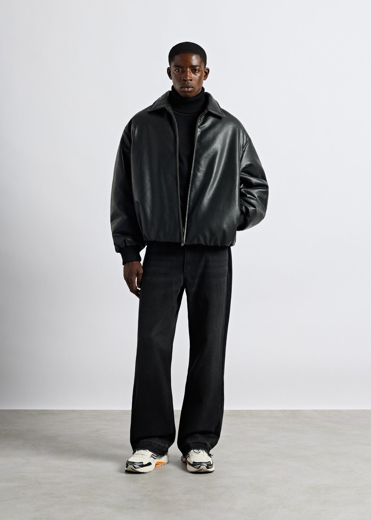 Oversized faux leather blouson