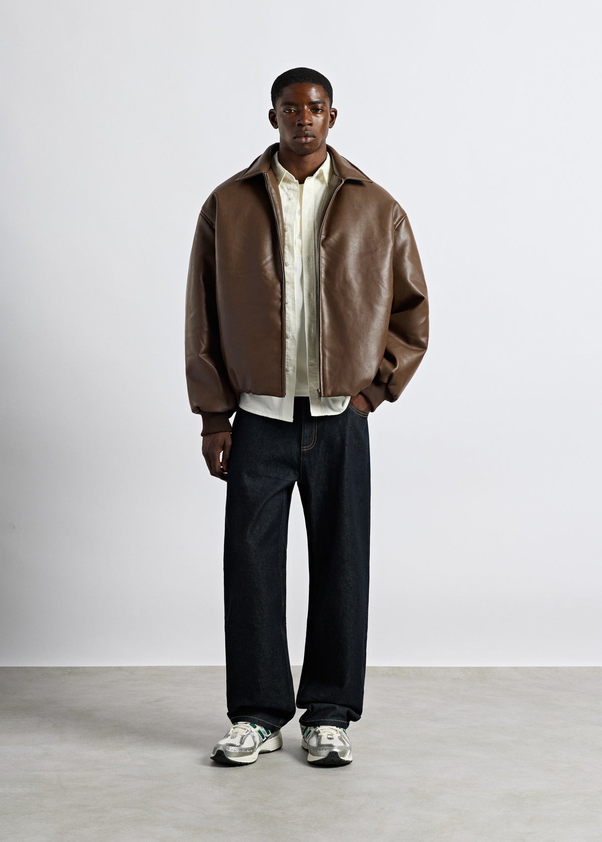 Oversized faux leather blouson