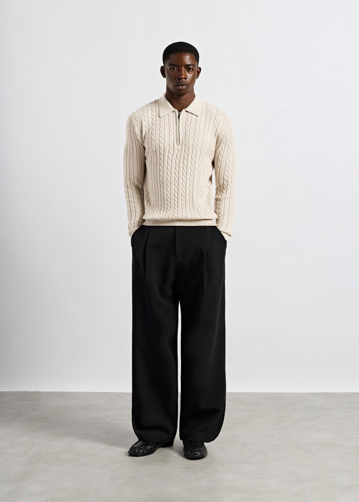 Cable Knit Polo Sweater