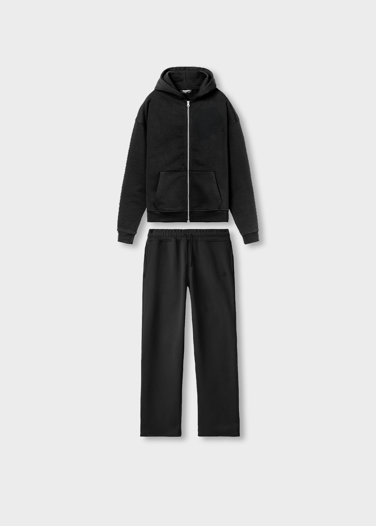 Tracksuit Set - Black (Zip Hoodie + Pants)
